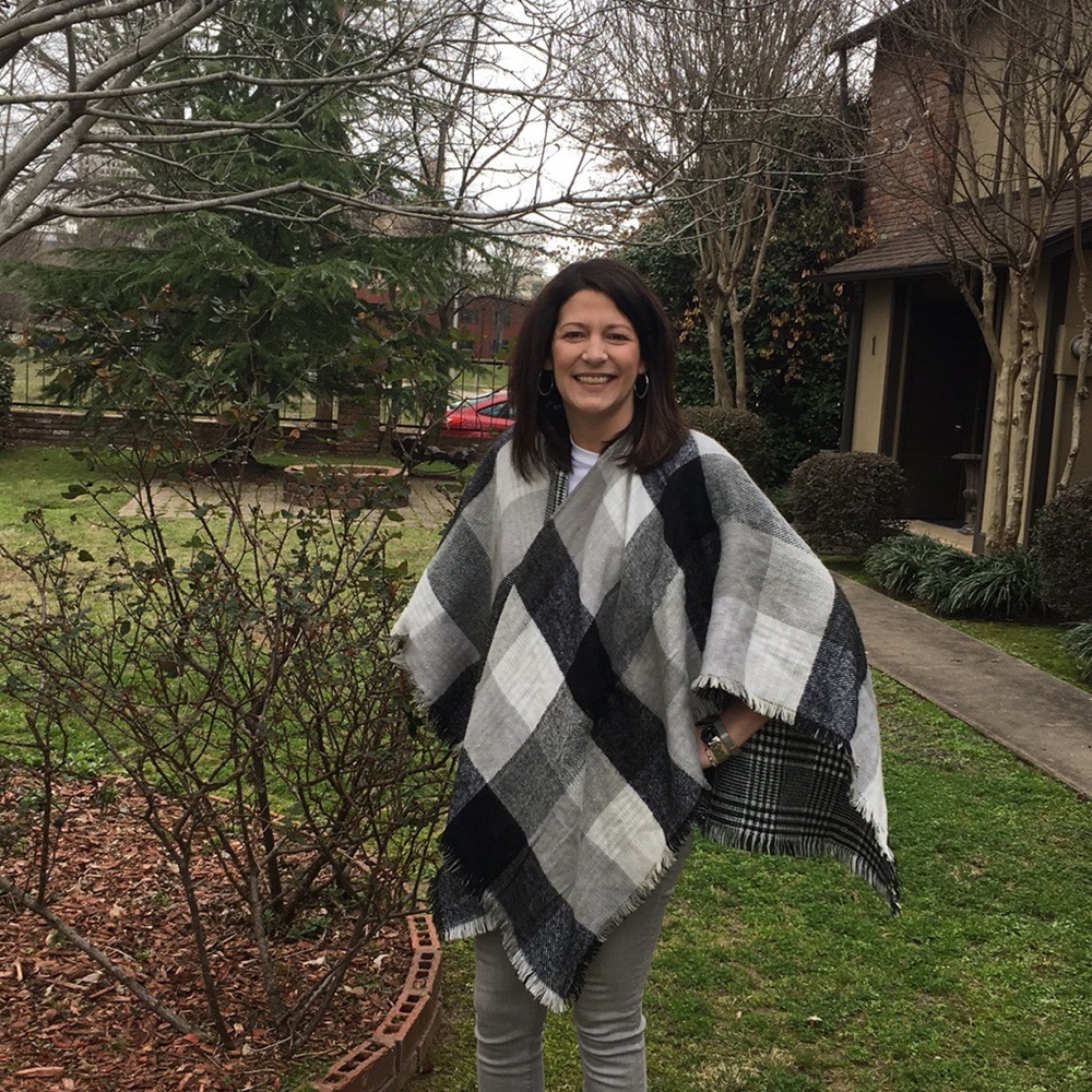 Black And White Plaid Cape/Wrap Very Soft